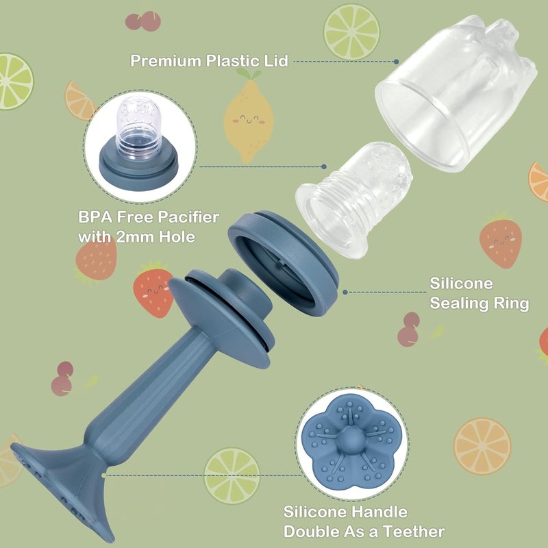 KingKam Baby Breastmilk Popsicle Molds & Baby Fruit Feeder (2 Pack), BPA Free Baby Food Teether Tray with Lids, Silicone Baby Food Teether Feeder, Teething Popsicle for Baby 4m+ - Image 5